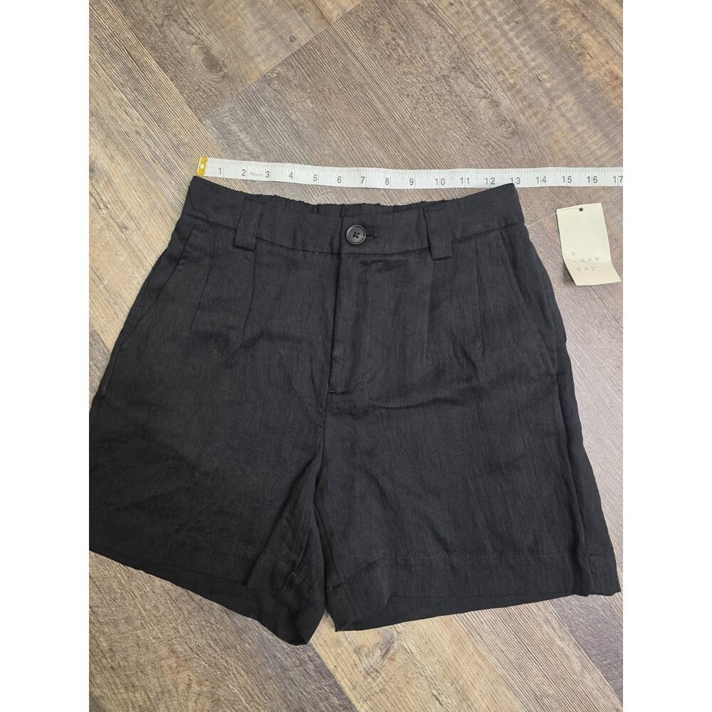 A New Day Womens Size 2 Black High-Rise Pleat Front Tie Belt Shorts